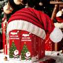 Santa Hat Christmas Hat for Adults Kids/Baby, Red Knitted Beanie Hats with Pompom, Unisex Xmas Holiday Hats with Gift Bag (Red)