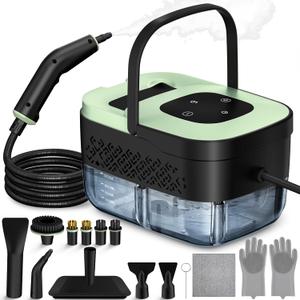 Steam Cleaner, Portable Steamer for Cleaning with 16pcs Accessories, 6-Level Adjustable, 15s Heat-Up, Handheld Steam Cleaner for Home for Tile, Grease, Dirt, Grout, Car Detailing, Green