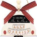 2 x Wedding Gifts - Mr and Mrs Gifts - 1st Christmas as Mr and Mrs for 2025 Ornament, Wood Ornament for Couple, Bride - First Christmas Married Ornament 2025- Future Mr and Mrs, Bridal Shower Gifts
