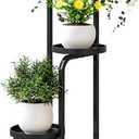 INGIORDAR Plant Stand Indoor Outdoor 3 Tier Metal Plant Shelf for Multiple Plants Corner Flower Holders for Living Room Balcony Bedroom Patio Garden, Black (Black, 3-Tier)