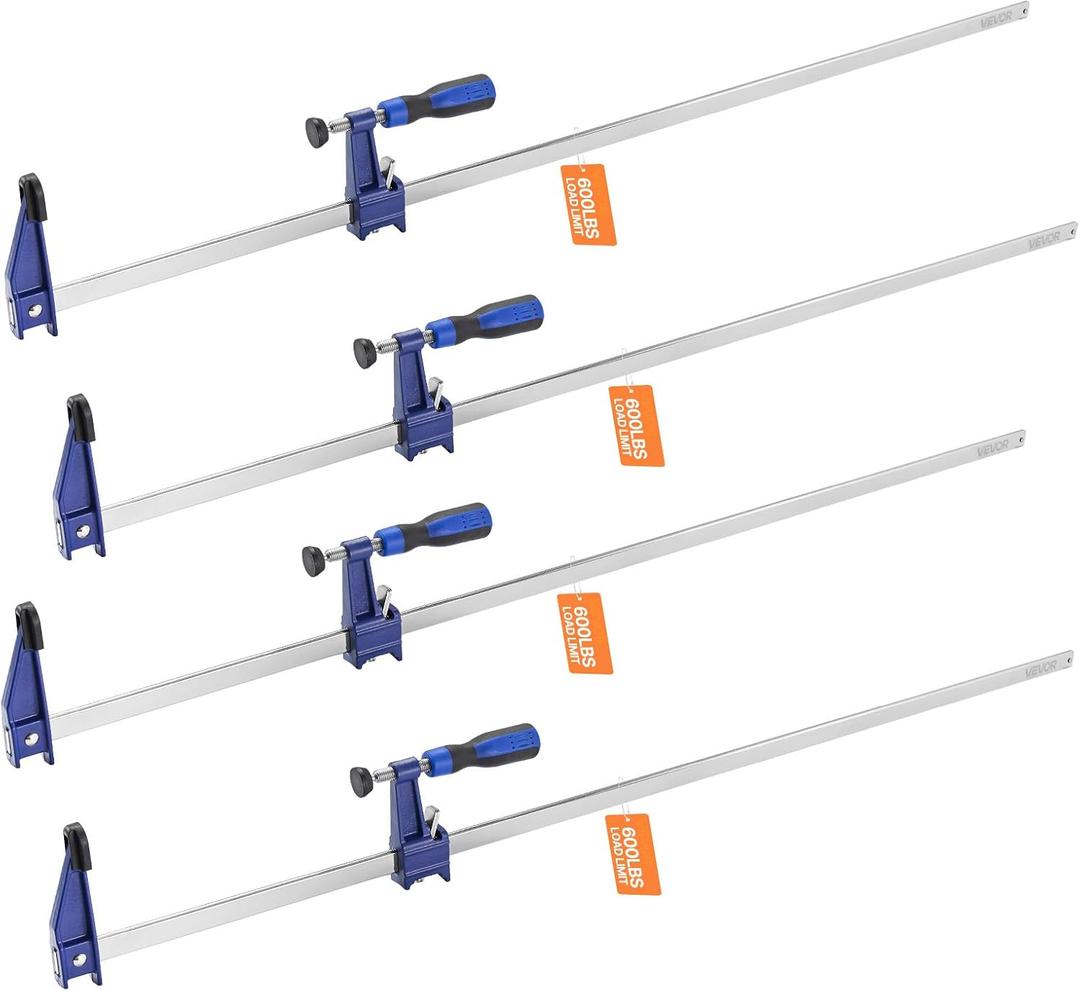 VEVOR Bar Clamps for Woodworking, 4-Pack 36 inch Opening, Lockable F-Clamp with 600 lbs Load Limit, 2-1/2 inch Depth, Cast Iron and Carbon Steel, Easy to Use, Wood Clamps for Woodworking Metal Working