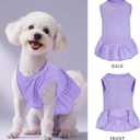 2 Pcs Dog Dresses Cat Skirt Solid Color Dog Clothes Summer Sleeveless Puppy Girl Clothes for Small Pet Dogs Cats (Pink,Light Purple, Large)