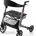 KEKOY Walkers for Seniors with Seat, 500lbs Bariatric Rollator Walker -Grey