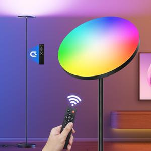 RGB Torchiere Floor Lamps for Living Room, 32W/3200LM Bright LED Standing Lamp with Remote, Modern Color Changing Tall Lamp with Stepless Dimming, 69" Corner Floor Lamp for Bedroom, Office (Black)