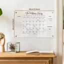 Clear Acrylic Calendar Dry Erase for Wall, Family Planner, Monthly Calendar Dry Erase Whiteboard for Home, Office, 24" x 16" Reusable White BoardYL-4060