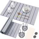 Large Stone Dish Drying Mat for Kitchen Counter, 23" x 16", Eco-friendly, Instant Drying Pad, Stone Dish Drying Mat Foldable, Super Absorbent, Suitable for kitchen or bathroom.Comes with dish rack