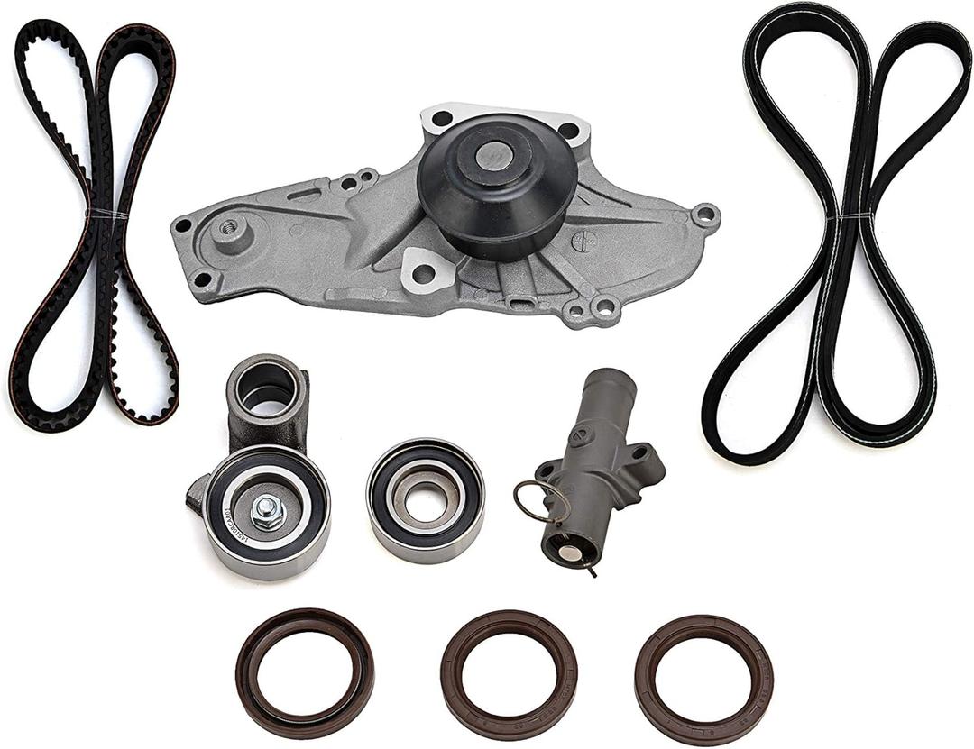 Timing Belt & Water Pump Kit Compatible with Honda, Acura & Saturn Vehicles - Accord, Odyssey, Pilot, TL, RL, MDX, Vue 3.5, 3.0, 3.7 - Replaces TKH002, TCKWP329, 19200-RDM-A02 19200-RDV-J01
