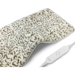Full Weighted Heating Pad - Plush 2.3LB Hot Heated Pad for Back Pain Relieve, 12 Heating Levels, 8 Timer Settings, Holiday Gifts for Women Men Mom Dad (Leopard Print, 12''24'' BB)