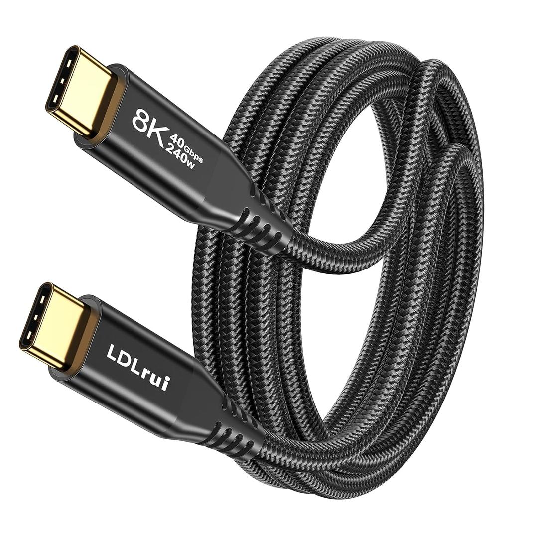 LDLrui USB4 Data Cable 3FT, 40Gbps, Thunderbolt 4/3 Compatible, 240W PD 3.1 Fast Charging, 8K@60Hz USB C Video Cable for MacBook Pro, iPhone 16/17, SSD, Dock & Monitor