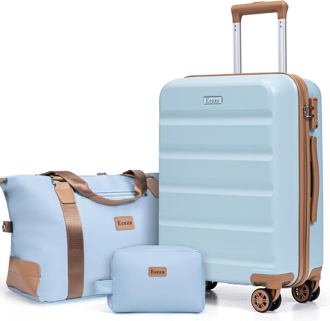 Luggage Sets 3 Piece,Suitcases with Wheels,Carry On Luggage Set,ABS Hard Case Luggage with TSA Lock Spinner Wheels(3 Piece Sets,Blue(20"/DB/TB)), 3PCS
