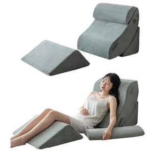 djustable Memory Foam Bed Wedge Pillow Set - Gray (4 pcs) for Orthopedic Support, Pain Relief, and Better Sleep