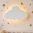 KALEOLI Cloud Night Light for Nursery - Dimmable & Rechargeable Kids Wall Lamp for Bedtime Routines - Crib & Baby Room Decor Nigth Light - 68Pcs Star Wall Decals Included