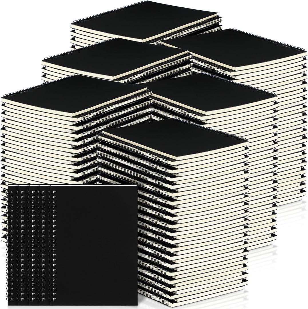 Yahenda 108 Pcs Spiral Notebook Bulk A5 Journal Lined 8.3'' x 5.5'' Writing Composition Paper Small Notepad Subject Notebook for Students Office Business Back to School Supplies (Black)