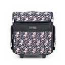 Everything Mary Rolling Scrapbook Tote – Black & Floral Trim Foldable Craft Organizer Tote for Scrapbooking Supplies, Art Tools, Paper & Accessories – Portable Storage Bag