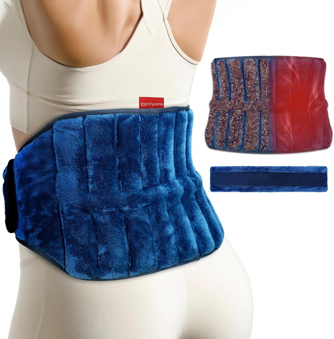 Comfytemp Microwave Moist Heating Pad for Back Pain Relief, Sciatica Recovery Must Have, Microwavable Hot Therapy for Lower Lumbar, Cramps, Waist Warm Compress, Get Well Items for Men Women