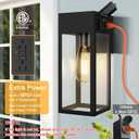 Porch Lights Outdoor Wall Sconce, Outdoor Light with GFCI Outlet, Waterproof Exterior Wall Lantern Light Fixtures, Anti-Rust Wall Lamp with Clear Glass for Patio Doorway Garage- Black, 1 Pack