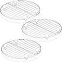 P&P CHEF Round Cooking Rack, 3 Pcs Stainless Steel Baking Cooling Steaming Grilling Rack, Fits Air Fryer/Stockpot/Pressure Cooker/Round Cake Pan, Oven & Dishwasher Safe (7.5 Inch)