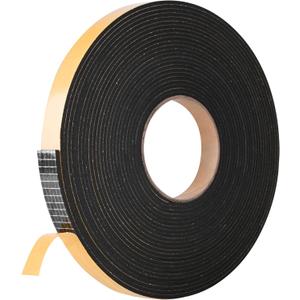 Self Adhesive Foam Tape Weatherstrip 1in x 1/4in x 33Ft High Density Foam Insulation Strips Foam Seal Weather Stripping with Strong Adhesive for Door and Window Sound Isolation Soundproofing