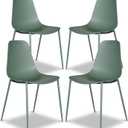 Poly & BARK Isla Modern Kitchen Chairs Set of 4 - Plastic Dining Chair with Metal Legs - Quick Assembly Simple Cafe Chairs Plastic for Indoor or Outdoor - Pistachio Green