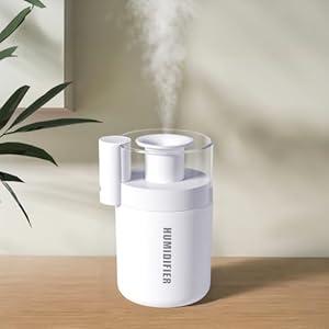 Portable Mini Humidifier, 180ml USB Cool Mist Small Humidifiers for Bedroom, Personal Desktop Humidification for Car Office Travel & Indoor Plants(White)