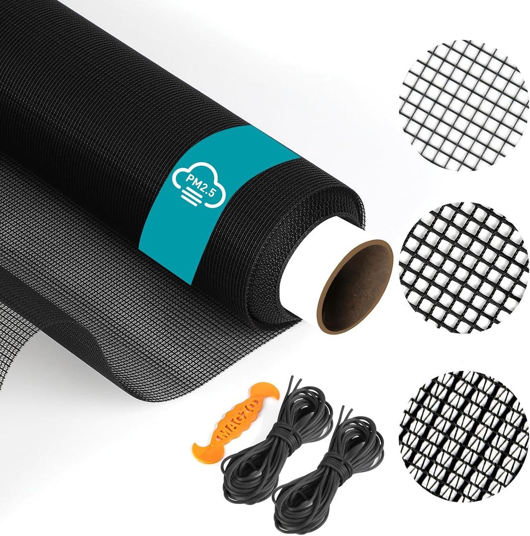 Window Screen,40Mesh High Density Dust and Pollen Filtration Anti-Allergy Window Screen Mesh,37.4IN x 16.4FT Polyester Screen Replacement Repair Kit for Window, Door,Patio,Porch