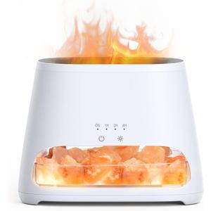 SALKING 2-in-1 Himalayan Salt Lamp & Ultrasonic Essential Oil Diffuser, Aromatherapy Diffuser Cool Mist Humidifier, Original Salt Therapy Lamp, 100% Pure Himalayan Salt, Ambient Glow, 150ml (White)