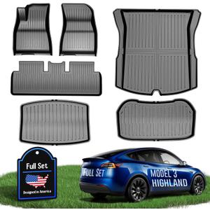 Floor Mats Fit for Tesla Model 3 Highland/Performance 2026 2025 2024, All-Weather TPE Floor Mats Full Set, Front Rear Cargo Liner, Extra-Thick & Odorless