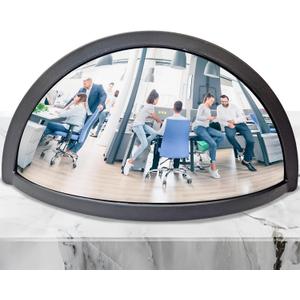 Skywin Half Concave Mirror Cubicle Decorations 8.724.4 in, Multipurpose Cubicle Mirror, Desk Mirror to See Behind You, Aesthetic Office Cubicle Accessories, Office Cubicle Decor Organizer (Black)