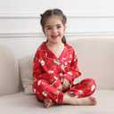 UNICLOUND Matching Family Christmas Pajamas Set, Soft Silk Satin Long Sleeve Button Down Comfy Holiday Loungewear for Couples, Men, Women Lazy Slumber Jammies Party(Sock, Women, X-Large) (Red, XL)