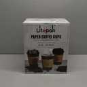 LITOPAK 100 Pack 12 oz Paper Coffee Cups for Hot Chocolate Drinks, Black Disposable Coffee Cups with Lids, Sleeves and Stirring Sticks for Parties, Picnic, Travel, and Events