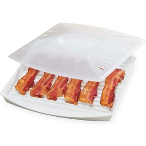 PrepSolutions Microwavable Bacon Grill, White  Nonstick, Easy-Clean Design, 1 Piece (Medium)