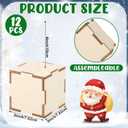 Geelin 12 Pcs DIY Wood Photo Blocks with Wire Holder for Christmas 3 Inch Unfinished DIY Card Holder Crafts Kits for Xmas Wedding Table Displaying Pictures Party Decoration Home Crafts Projects