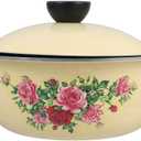 Luxshiny 800ml Vintage Enamel Mixing Bowl with Lid 7Inch/18cm Rustic Kitchen Enamel Pot for Dough Kneading Salad Fruit Washing Kitchen Prep (Random Pattern)