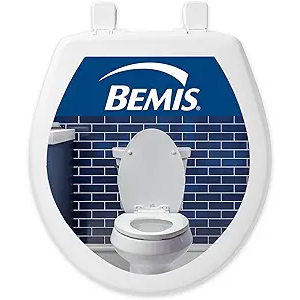 White Plastic Round Closed Front Toilet Seat by BEMIS