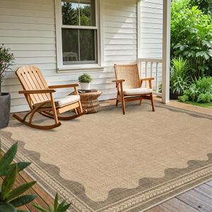 Scalloped Rug 6x9 Easy Jute Outdoor Patio Rug Indoor Outdoor Carpet
Washable Rugs for Living Room Bedroom Non Slip Neutral Large Outdoor Rug for Backyard Patio Office