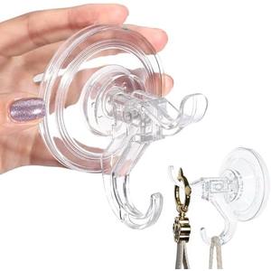 ANDGOO 20 Pack Suction Hooks, Plastic Suction Cups Vacuum Hanger Clear Washcloth Holder for Shower Waterproof, Max Load 11 LBS, Small Hook for Mirror, Wall, Glass, Camper, Kitchen