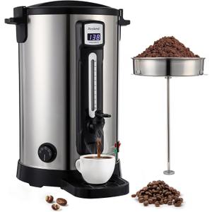 30-Cup Coffee Urn Stainless Steel Double-Wall, 9L Commercial Coffee Maker with Keep-Warm Function, Coffee Pot for Events, Offices, Parties, and Catering