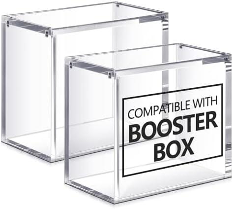 Cinnvoice 2 Pcs Acrylic Magnetic Case Compatible with TCG Booster Box Protective Case Stackable 4mm Thick Magnetic Closure Box Gifts for Collectors, Cards Not Included (Booster)
