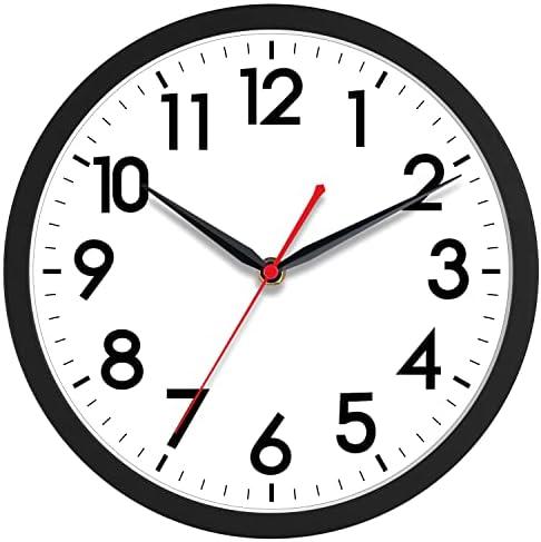 AKCISOT Wall Clock 10 Inch Silent Non-Ticking Modern Clocks Battery Operated - Analog Small Classic for Office, Home, Bathroom, Kitchen, Bedroom, School, Living Room (Black)