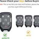 OFFWEGO for GMC Key Fob Cover with Silver Keychain,Soft TPU Key Case Protection fit GMC Chevy Chevrolet Suburban Tahoe Acadia Terrain Yukon XL Smart Key Fob Holder, Black
