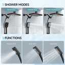 Rain Shower Head with Handheld Spray Combo Set, Adjustable 12" Rainfall Dual Shower Head, Double&Tandem Shower Head, Waterfall Showerhead Bathroom -Matte Black