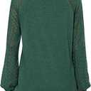 KIRUNDO Womens Tops 2025 Trendy Spring Lace Long Sleeve Dressy Casual Blouses Pleated Business Work Shirts Clothing(Green, Small) (Green, S)