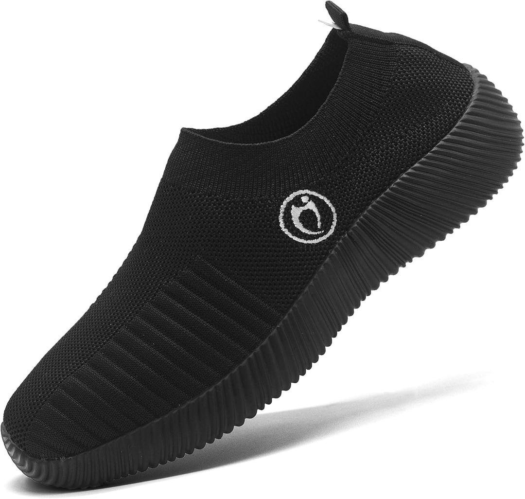 Black Sneakers for Women Walking Slip On Shoes Women Light Comfortable Tennis Workout Sneakers Casual Mesh Womens Tennis Shoes (5)