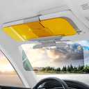 Day/Night Polarized Sun Visor Extender for Car/Trucks, Anti-Glare UV Protection Clip-On Shield, Shatterproof Optical Acrylic/Heat Reducer/Universal Adhesive-Free Sun Visor for Car Windshield