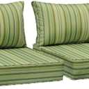 AAAAAcessories Outdoor Chair Cushions, 24 x 24 x 5 + 13.5 in, Set of 2 | Patio Furniture Replacement Seat Cushions, Fade-Resistant, Waterproof, Removable Cover with Ties, Mossy Forest Stripe, 24"x24"x5" / 24"x13.5"