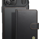 for iPhone 17 Pro Max Wallet Case with Screen Protector, Slim PU Leather Protective Case with Card Holder[RFID Blocking] Kickstand Cover 6.9"-Black