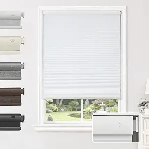 Joydeco No Drill Cordless Blackout Cellular Shades, 30" W x 64" H, White