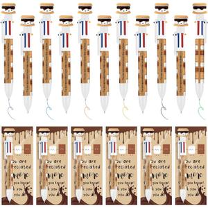 36 Sets Smore Marshmallow 6 in 1 Multicolor Ballpoint Pen Employee Appreciation Gifts Bulk Cute Funny Inspirational Gifts with Positive Bookmark for Friend Coworker