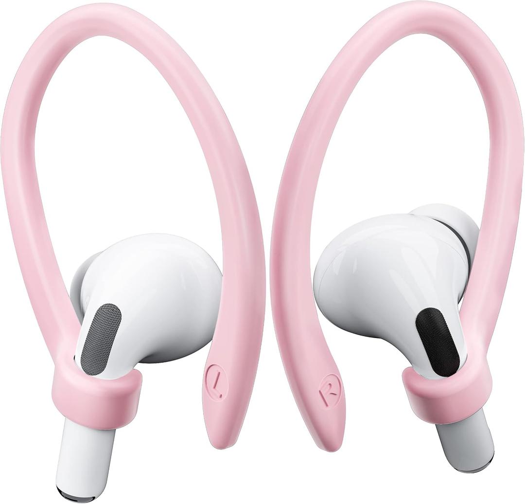 2 Pairs AirPods Ear Hooks for AirPods Pro 2, AirPods Pro, AirPods 4, 3, 2 & 1, Upgraded Anti Slip Sports Clip Hooks for AirPods 1, 2, 3, 4,Pro and Pro 2 Pink