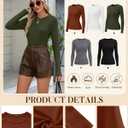 5 Pack Women's Thermal Long Sleeve Shirts Ribbed Knit Cotton Tops Crewneck Warm Base Layer Fitted Undershirts (S)